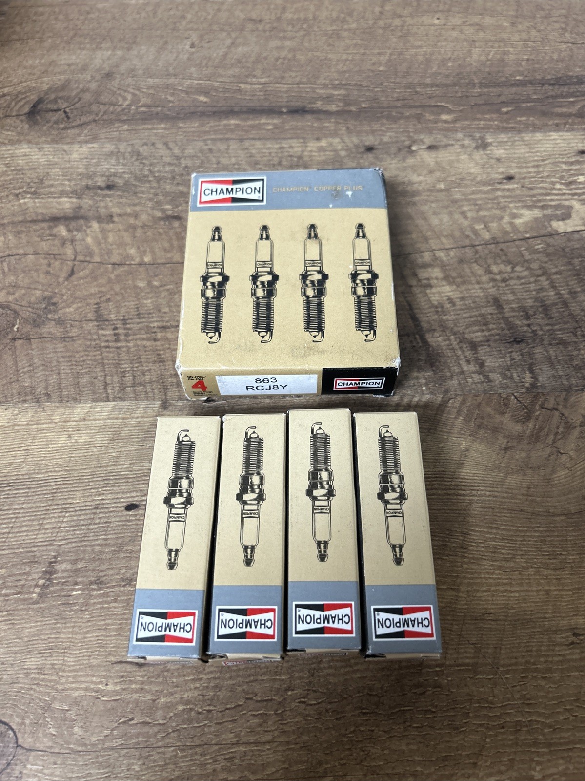 4 Champion Spark Plug 863 Copper Plus 14mm 9.5mm Reach Small Engine RCJ8Y