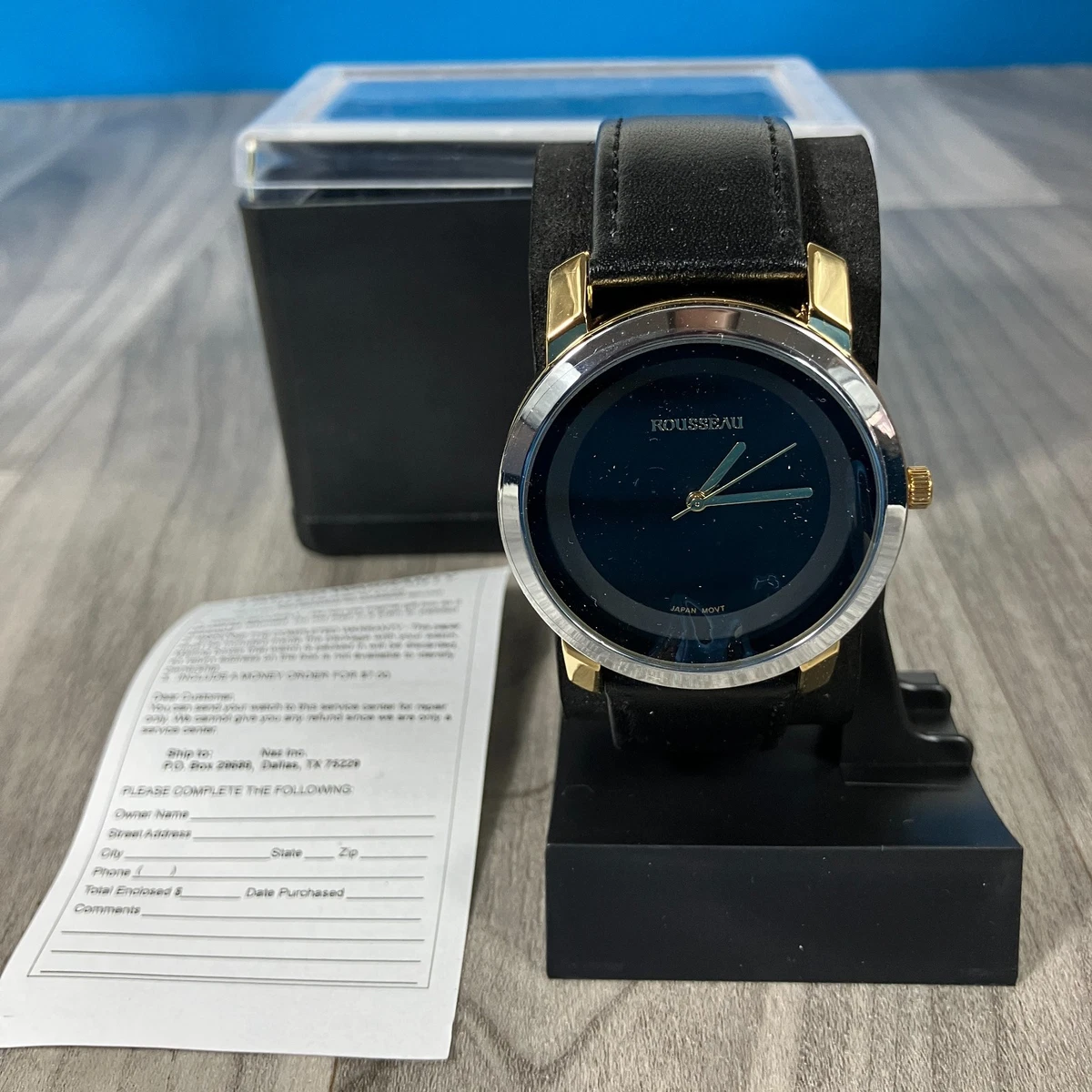 Rousseau Black Ladies Watch with Crystal‎ Accents Rousseau Women Stainless Steel Band Wristwatches for sale | eBay main image 4