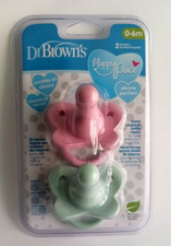 Dr Brown's Happy Paci 0-6m Silicone Baby Pacifiers New 2 Pack PINK/MINT NIP