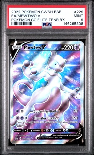 2022 POKEMON SWSH POKEMON GO ELITE TRAINER BOX FULL ART/MEWTWO V PSA 9