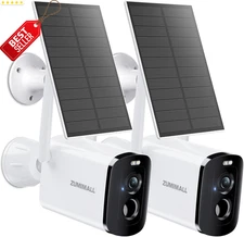 Solar Security Cameras Wireless Outdoor 2K Color Night Vision 2 Pack IP66 US