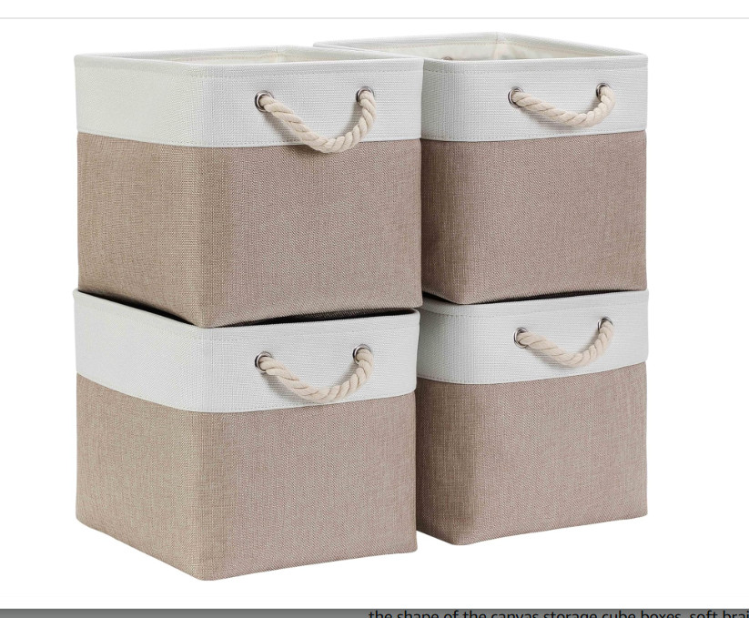 Boîte de rangement en tissu pour étagère salon et chambre lot de 4 cubes kaki