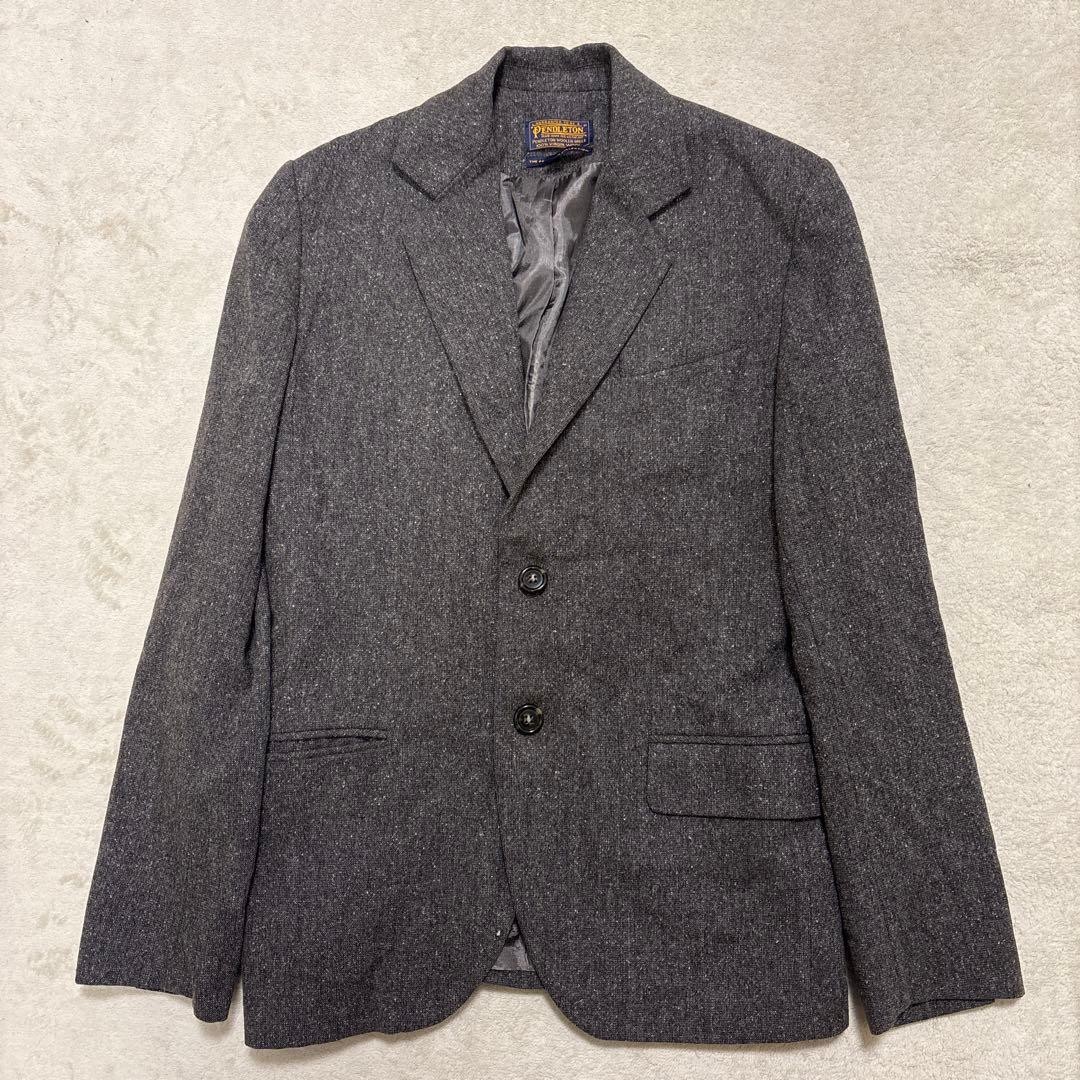 Pendleton 90s Wool Silk Tailored Jacket Gray Made… - image 2