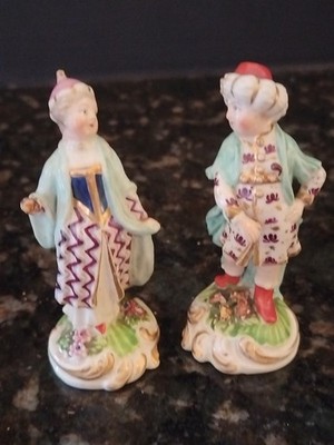 18th Century Chelsea Derby Porcelain Figurines A pair Couple Nice 3.5'' B1A