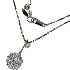 diamond Total 1.00ct Necklace K18WG white gold 5.4g 17.7" Women