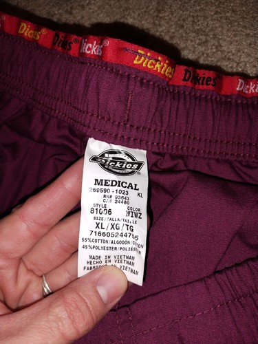 Dickies Mens Size XL Everyday scrub pants With Pockets Burgundy NWT - Picture 5 of 8
