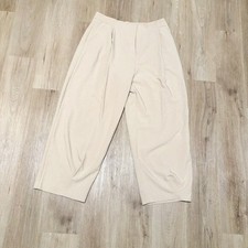 ASOS EDITION Cream Beige Pleated Wide Leg Slacks High Waist Office Siren Sz 14