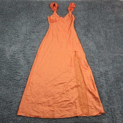 Beginning Boutique Dress Womens 4 Orange Wendy Maxi Slip Ruffle Strap NWT