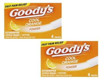 2 Boxes Goody's Extra Strength Headache Powder - Cool Orange, 4 Packets