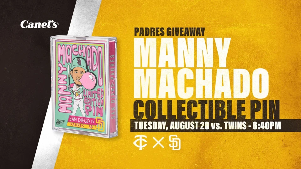 San Diego Padres Manny Machado Collectible Pin on Card Bubblegum Canel’s SEALED - Image 3 of 3