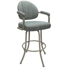 Swivel Extra Tall 34" Metal Bar Stool - M-70 - Blue Fabric - Beige Frame