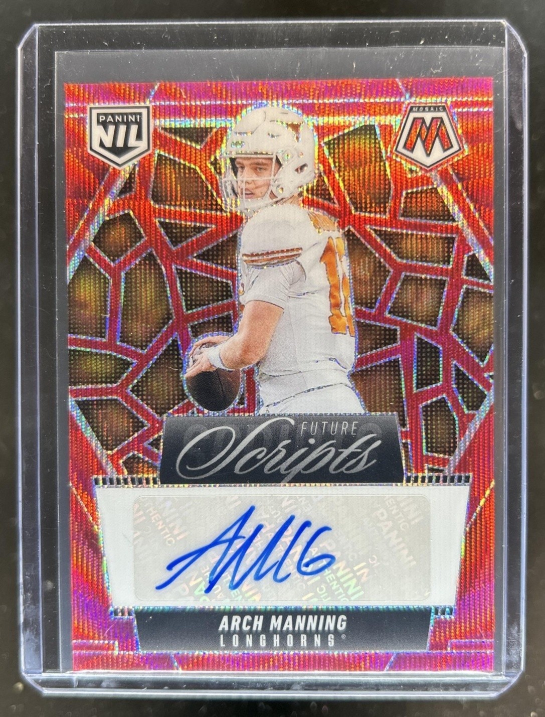 2025 Panini Mosaic Arch Manning Future Scripts Prospect Red Wave Prizm Auto