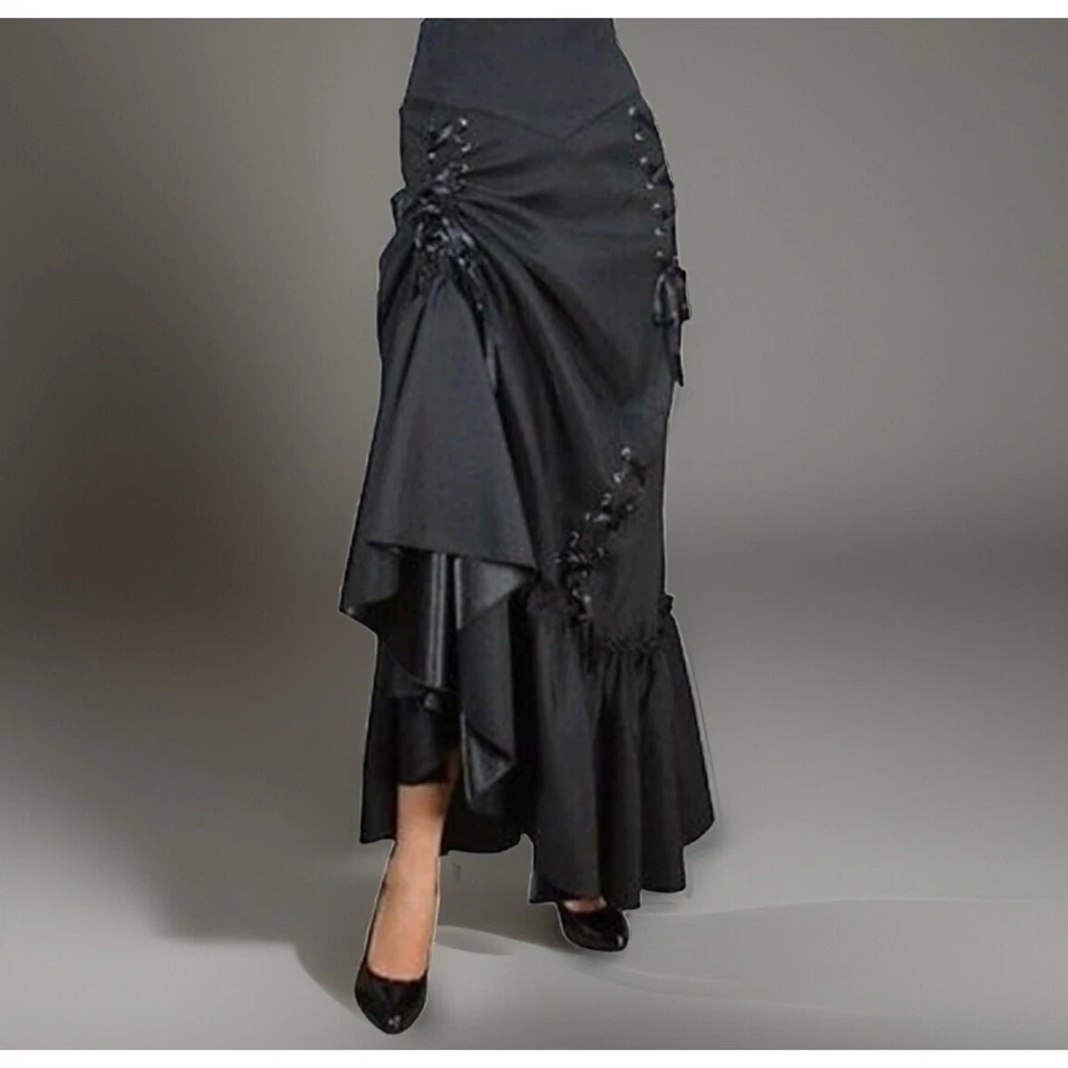 Falda Chic Star Mary Hildebrandt 24 Negra 3 Vías Con Cordones Renacimiento Goth Vamp Foto 2 de 4