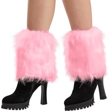 Womens Fur Leg Warmer Winter Short Boot Cuffs Covers Sleeves TTW0071 Pink