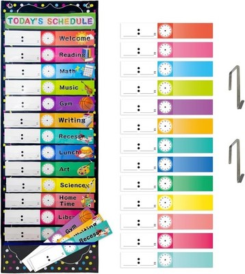 Fancy Land Daily Schedule Pocket Chart Educational Pocket Chart for Classroom