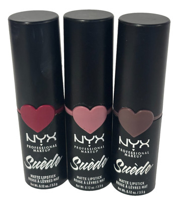 3 Pack NYX Suede Matte Lipstick SDMLST11 Sweet Tooth, Violet Smoke, Moonwalk