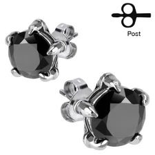 316L Stainless Steel Black CZ Eagle Claw Stud Earrings