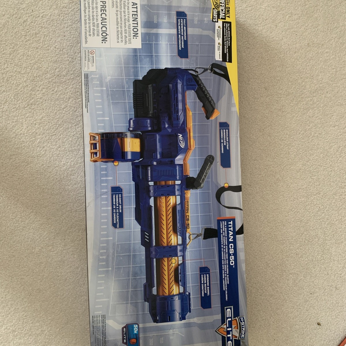 Nerf Elite Titan CS-50 50-Dart Fully Motorized Toy Blaster New