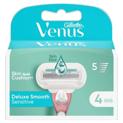 Gillette Venus Deluxe Smooth Sensitive Skin Elixir mit 5 Klingen Rasierklingen