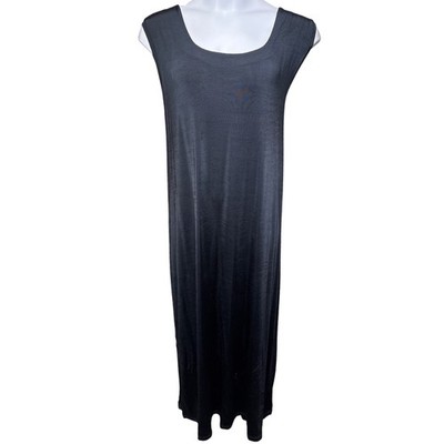 SELECTION ULLA POPKEN Black Sleeveless Maxi Dress 24/26 Oversized Lagenlook Chic