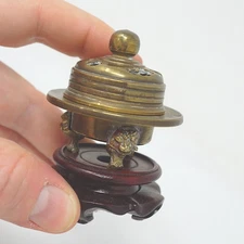 Japanese incense burner on a wooden base, original from Japan 0507E13