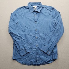 Calvin Klein Men Size Large Blue Button Down Shirt Long Sleeve Casual