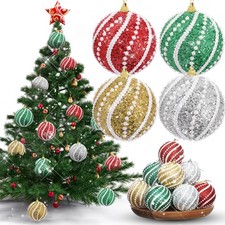 12 Pcs 3.15" Glitter Christmas Balls Ornaments Sequin Shatterproof Foam Chris...