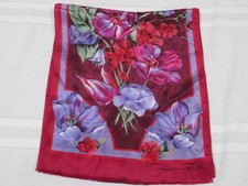 Oscar De La Renta Floral Scarf Womens 26x11" Multicolor in Pink/Purples Silky