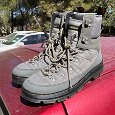 Dr. Martens Men s Gray Lace-Up Combat Ankle Boots Round Toe US 11 UK 10