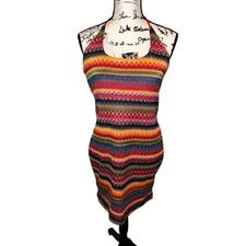 Shein Curve Vcay Halter Rainbow Woven Summer Dress Woman's Size 0XL