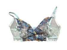 Adore Me Emilie 3x Bralette Bra Intimates Underwear Lace Blue Floral Embroidered
