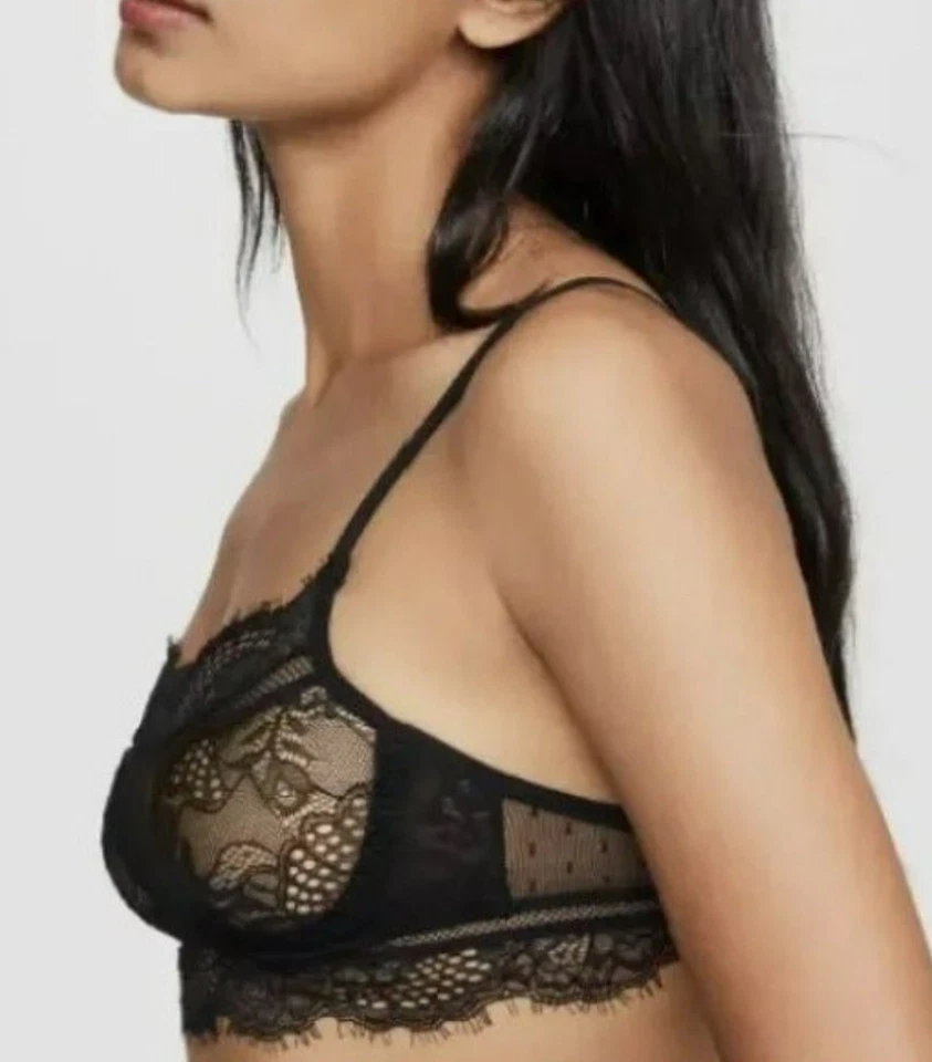 THISTLE AND SPIRE AMORE WIRE BRA BRALETTE CHOOSE SIZE XS-XL+ LACY BLACK - Image 3 of 4