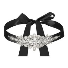 Bridal Belt 4cm Wide Sparkly Crystal Rhinestone Wedding Dress Belt Black