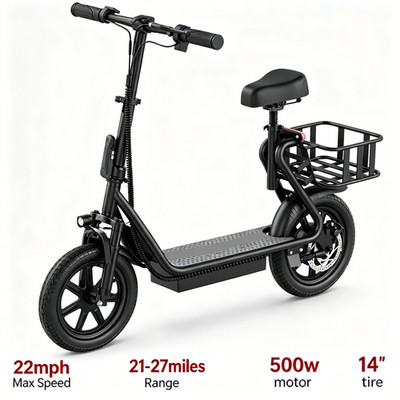 750W Electric Scooter with Seat, Max 28Miles-38Miles 22MPH Commuting E Scooter