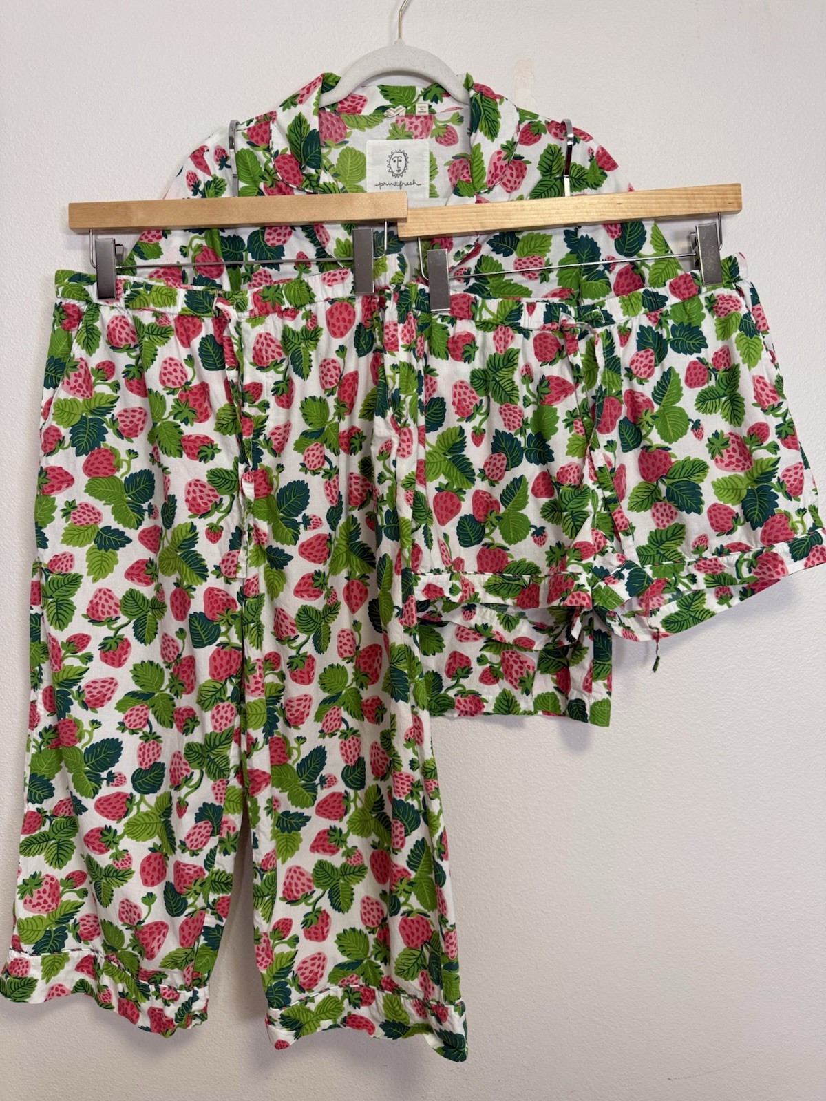 Printfresh Strawberry Fields 3pc pajama set Sz S … - image 10