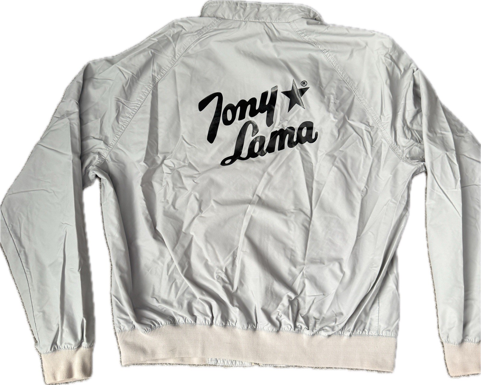 Tony Lama, Vintage Tony Lama Windbreaker Jacket XL Grey Full Zip Nylon USA Western Logo