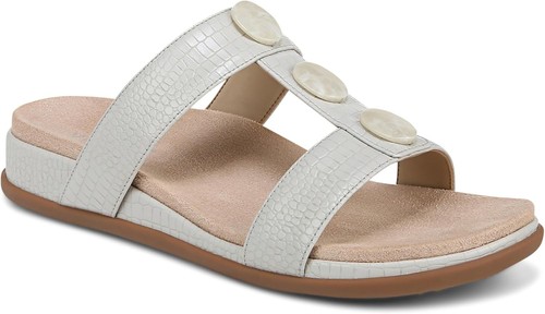 Vionic Serra Damen-Slipper mit T-Riemen taupe-grau 6,5 M