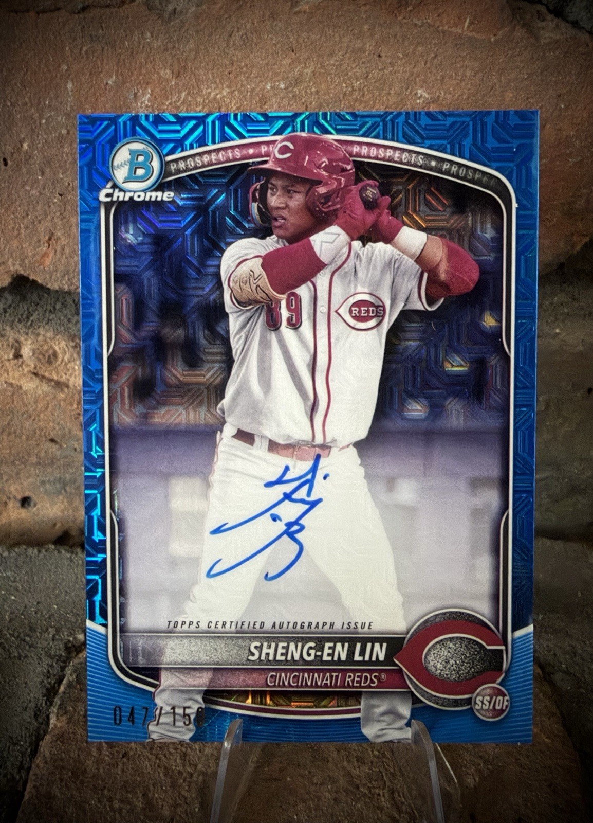 2025 Bowman Chrome Sheng-En Lin 1st Bowman Blue Mojo Refractor Auto /150 #BMA-SL