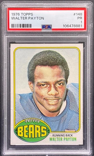 1976 TOPPS FOOTBALL #148 WALTER PAYTON ROOKIE CARD RC GRADED PSA 1 LOOKS BETTER 