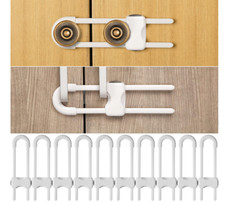 Jetec 10PCS Baby Cabinet Locks, Adjustable U-Shaped Childproof Latches White