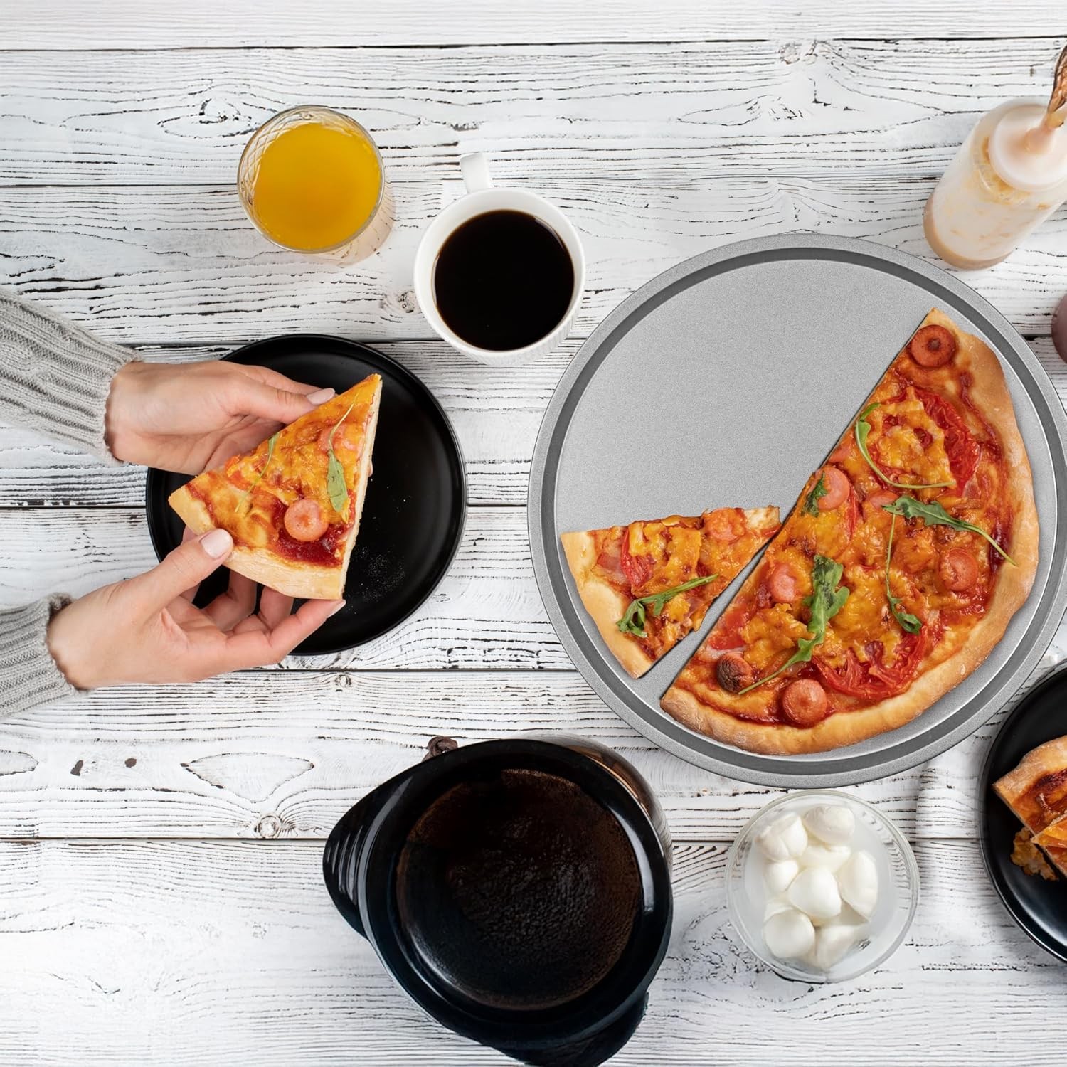 DecorRack 13 Inch Alloy Steel Pizza Pan, Non-Stick 2 Pack, 