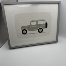 Vintage Toyota Land Cruiser Fj40 Style Framed Art Print 12x15 Grey Minimalist