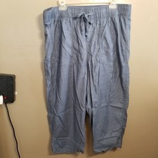 Lane Bryant Slub Pull-On Capri Pant, 18/20, Blue