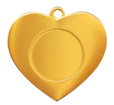 1 Herz Medaille Ø 50mm  Farbe gold mit Emblem + Direkt Gravur #M21 (Liebe)