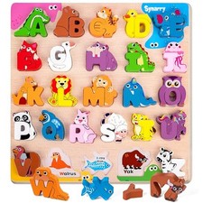 Wooden Alphabet Puzzle, 52 Pieces ABC Puzzles for Kids Ages 3-5, Alphabet ABC