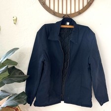 Vintage Made in USA Navy Blue Quilted Insulated Barn Work Chore Jacket Large