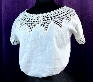 B 38 Edwardian C 1900 Crochet Yoke Cotton Corset Cover Camisole Cami