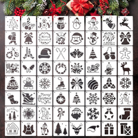 64 StüCk Weihnachten Schablonen Stencils Set, Wiederverwendbares Malerei Vorlage