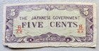 Burma Japanese Invasion Money 5 Cents 1940's B/AX Block