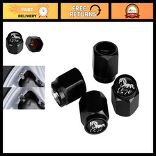 Universal Aluminum Tire Valve Stem Caps - Black 4 Pack For Cars Suvs Bikes 